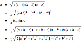 Triangle area formulas
