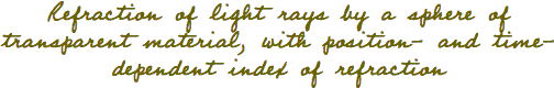 Refraction of light rays by a sphere of transparent material, with position- and time-dependent index of refraction